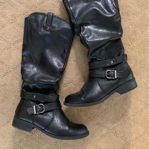 Slouchy Black Calf Boots